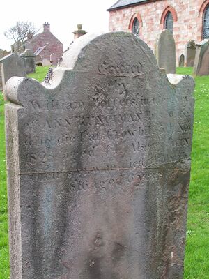 Gravestone of Ann Runciman and John Peffers, Innerwick Churchyard, Innerwick, East Lothian