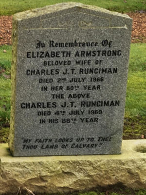 The grave is one of 3 lairs in a Runciman plot purchased by Alan Runciman Sr in 1956.