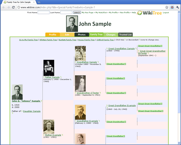 Sample Online Family Tree