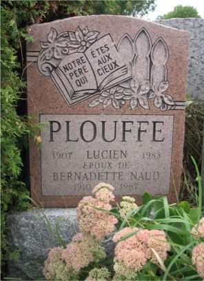 Headstone of Lucien Plouffe family