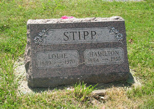 Lula Mae (Louie) Williams Stipp (10 May 1889-30 Aug 1970) & Hamilton Stipp (26 Jan 1884-28 Oct 1955) Joint Headstone