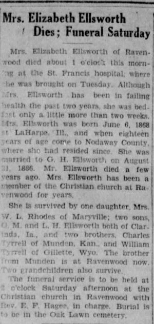 Obituary for Elizabeth Ellsworth