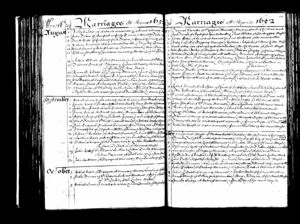 Wedding of William and Rebecca, Parish Register of St. Dunstan's Church in Stepney, Middlesex, England