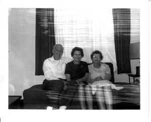 Aubrey, Erma King Kimball, and Iva Moser Kimball at Iva's home before 1972