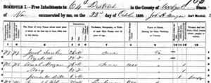 1850 Census showing Uriah Morgan in Wetzel County, VA