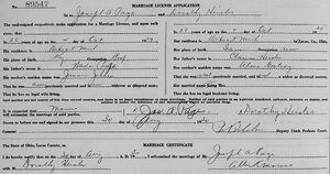 Joseph A Page and Dorothy Heisler marriage certificate