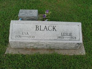 Eva Viola Williams Black (1906-1930) & Leslie Floyd Black (1903-1928) Joint Headstone