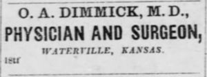 Dr. O. A. Dimmick medical service ad