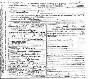 1931 Laura Jane Morgan Death Certificate