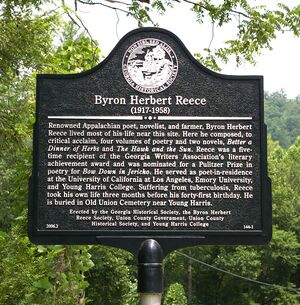 Bryon Herbert Reece historical highway sign