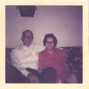 Aubrey Kimball and Erma King Kimball at Graham home circa 1972.