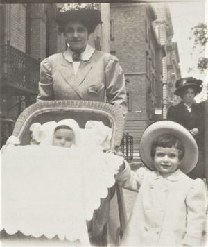 Phoebe Schweitzer Roth with son, William (with hat), daughter Zelda