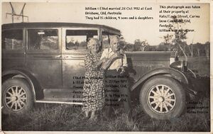 Ethel (Nana) and William (Grandad) with Nana's car