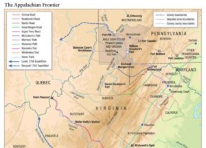 Map of northwestern Virginia and southwestern Pennsylvania before the Revolution