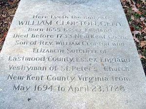 William Clopton's grave in New Kent County, VA