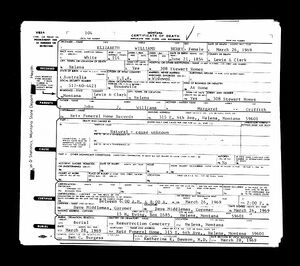 Death Certificate for Elizabeth Mother Berry