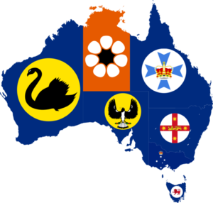Australia with State Flag Badges