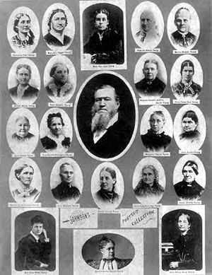 Brigham Young in Later Years with 21 of his Wives