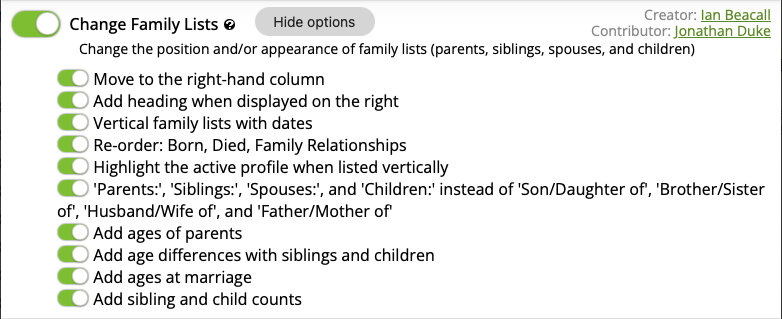 Change Family Lists feature.