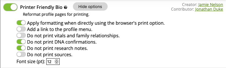Printer Friendly Bio feature.