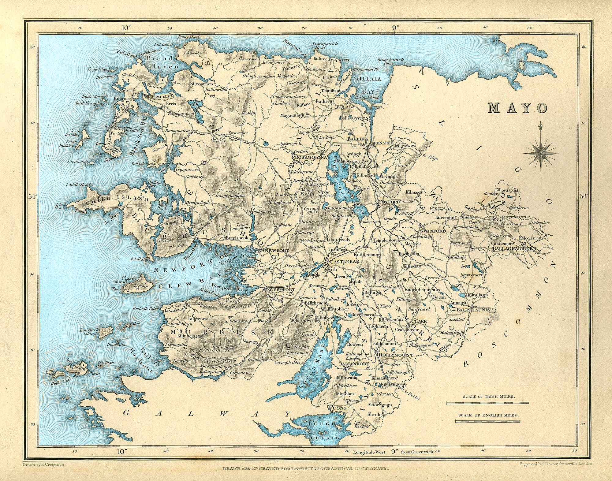 Map of County Mayo, Ireland, 1837