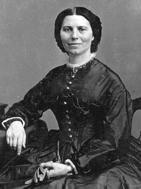 Clara Barton circa 1865 by Mathew Brady, Washington, D.C. Most famous and widely circulated photograph of Clara Barton