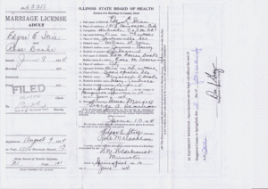 Marriage License for Rose Mary Doake and Edgar Eugene Stice