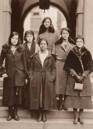 Delta Sigma Theta Sorority, Gamma Chapter. Penn's first Black sorority (organized 1918), group photograph at 1921 national convention