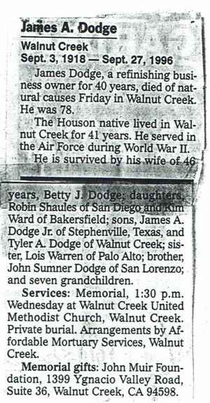 Obituary for James A. Dodge, Sr.