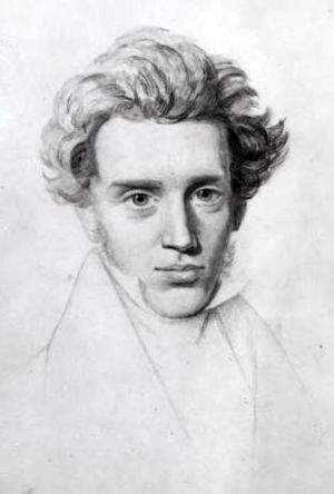 Sketch of Søren Kierkegaard. Based on a sketch by Niels Christian Kierkegaard (1806-1882).