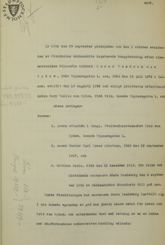 Picture from Arkiv Digital of Stockholms rådhusrätt, bouppteckningsavd E1:171 (1936-1936) Image 380 / page 4307 (AID: v505192a.b380.s4307, NAD: SE/SSA/0145C)