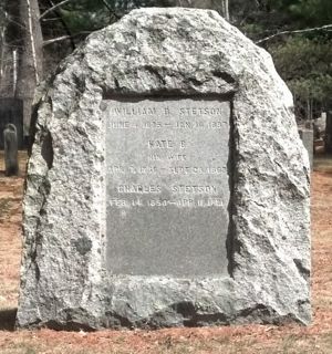 Memorial stone for William B. Stetson, wife Kate Beals Stetson, and son Charles Stetson.