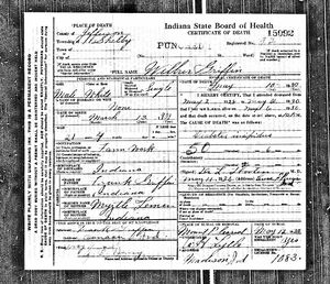 Wilbur Franklin Griffin - Death Certificate