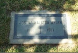 Gravestone of actress Jobyna Raulston (Arlen)