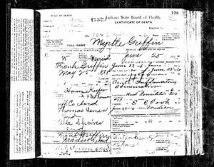 Myrtle (Lemen) Griffin - Death Certificate