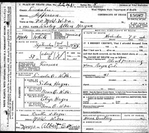 Death Certificate of Wesley Allen Hager