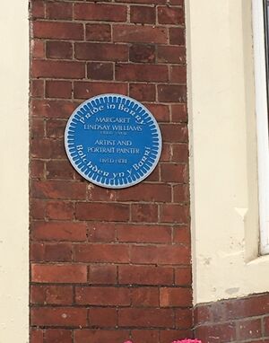 Commemorative blue plaque at childhood home of Margaret Lindsey Williams