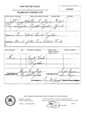 Thomas Henry Hagan & Elizabeth Reynolds - Marriage Certificate