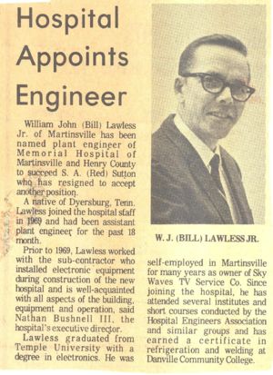 Hospital Appoints Engineer, Martinsville Bulletin Newspaper