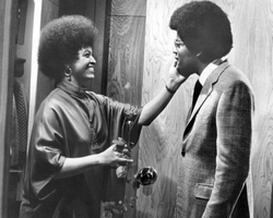 Clarence Williams III and his wife, Gloria Foster, in a scene from the "Mod Squad" television show's episode "A Hint of Darkness, a Hint of Light" (1970), where Gloria plays blind woman, Janny Wills.