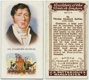 Collector's card portrayal of Sir Stamford Raffles
