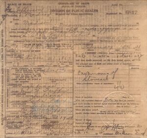 Joseph Franklin Griffin - Death Certificate