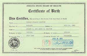 Gerald William Griffin - Birth Certificate