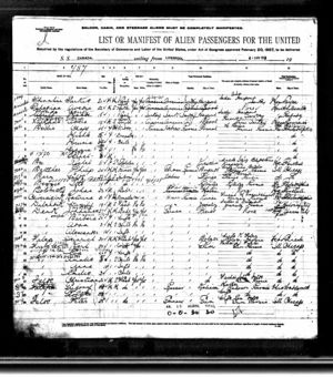 Passenger Ship Record for Karl Fritzler Family