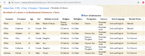 Census record O Dea family 1901